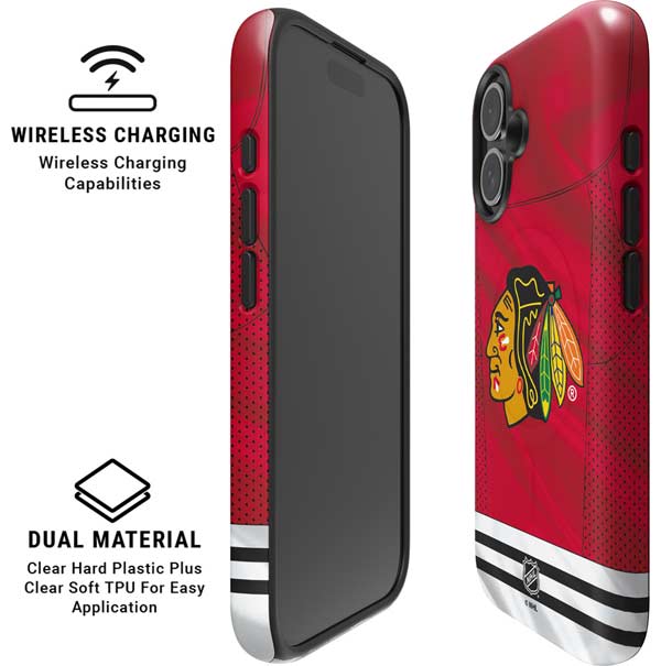 NHL Blackhawks Red Stripes iPhone 16 Plus Magsafe Impact Case