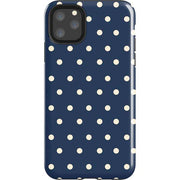Blue and Cream Polka Dots iPhone Cases