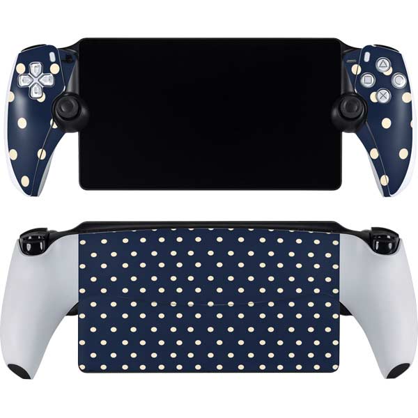 Blue and Cream Polka Dots PlayStation PS5 Skins