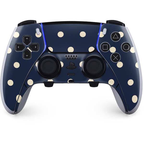 Blue and Cream Polka Dots PlayStation PS5 Skins