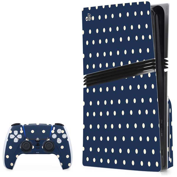 Blue and Cream Polka Dots PlayStation PS5 Skins