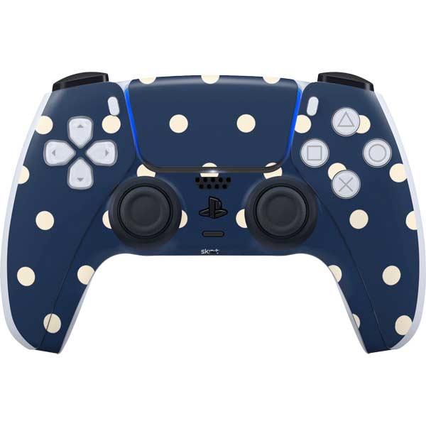 Blue and Cream Polka Dots PlayStation PS5 Skins