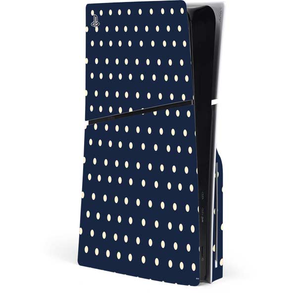 Blue and Cream Polka Dots PlayStation PS5 Skins