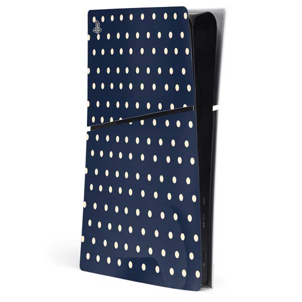 Blue and Cream Polka Dots PlayStation PS5 Skins