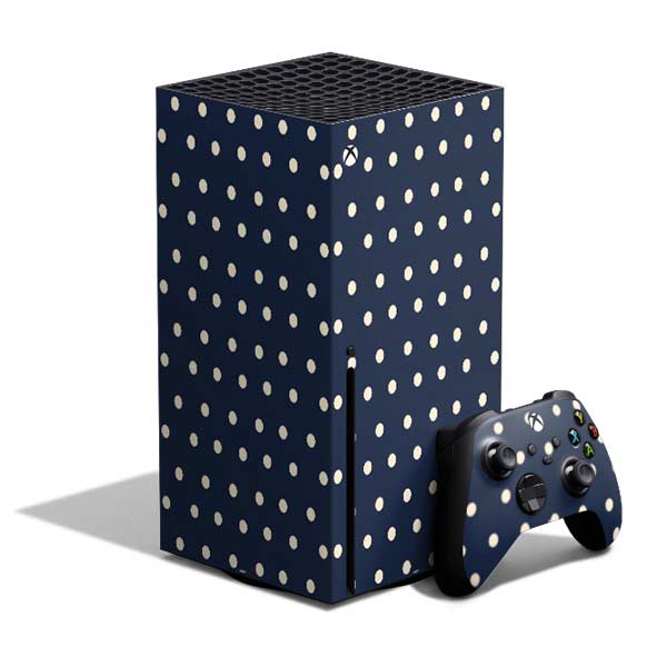 Blue and Cream Polka Dots Xbox Series X Skins