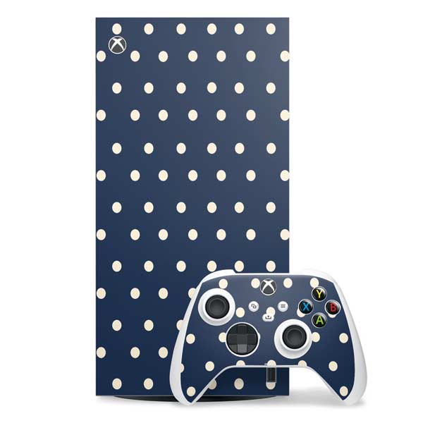 Blue and Cream Polka Dots Xbox Series X Skins