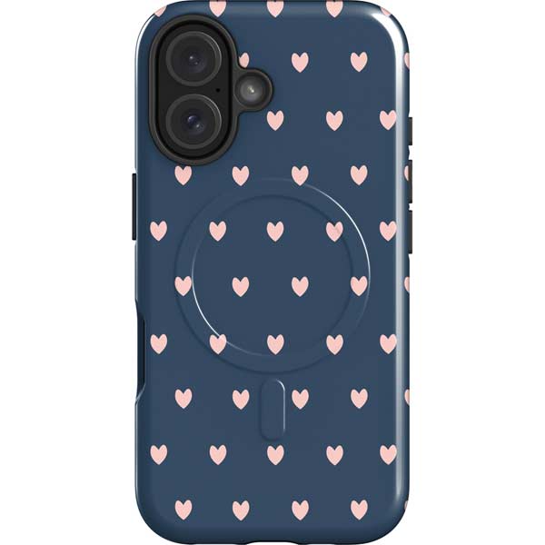 Blue and Pink Hearts iPhone 16 Magsafe Impact Case
