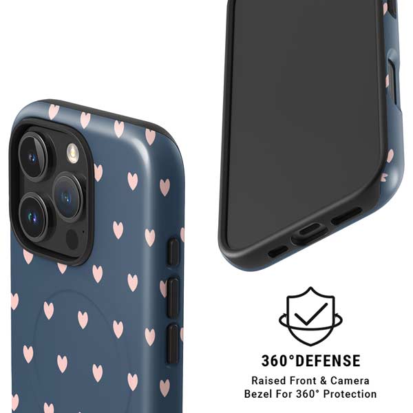 Blue and Pink Hearts iPhone 16 Pro Magsafe Impact Case