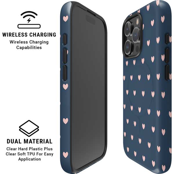 Blue and Pink Hearts iPhone 16 Pro Magsafe Impact Case