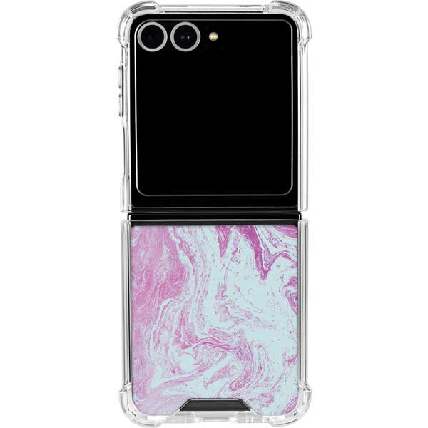 Blue and Purple Marble Galaxy Z Flip7 Clear Case