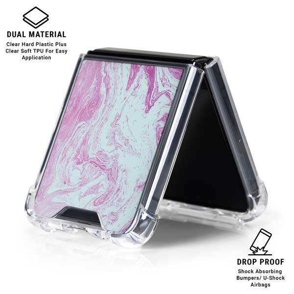 Blue and Purple Marble Galaxy Z Flip7 Clear Case