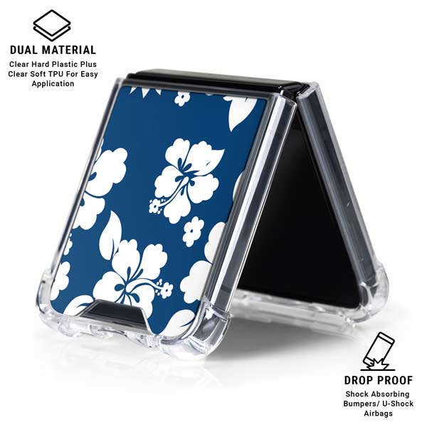 Blue and White Galaxy Z Flip7 Clear Case