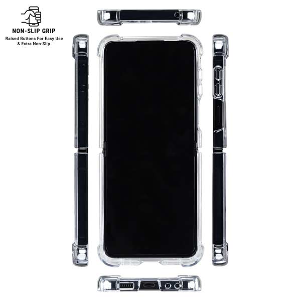 Blue and White Galaxy Z Flip7 Clear Case