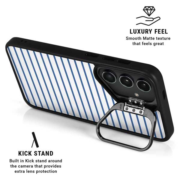 Blue and White Stripes Galaxy S26 Plus Kickstand Case