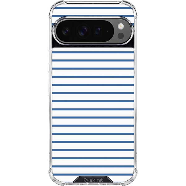 Blue and White Stripes Google Pixel 10 Pro Clear Case