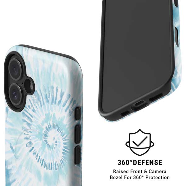 Blue and White Tie Dye iPhone 16 Magsafe Impact Case