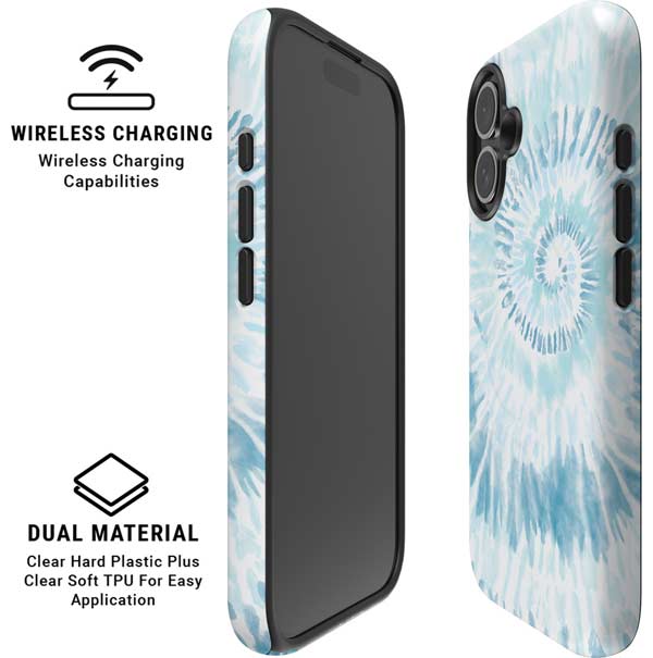 Blue and White Tie Dye iPhone 16 Magsafe Impact Case