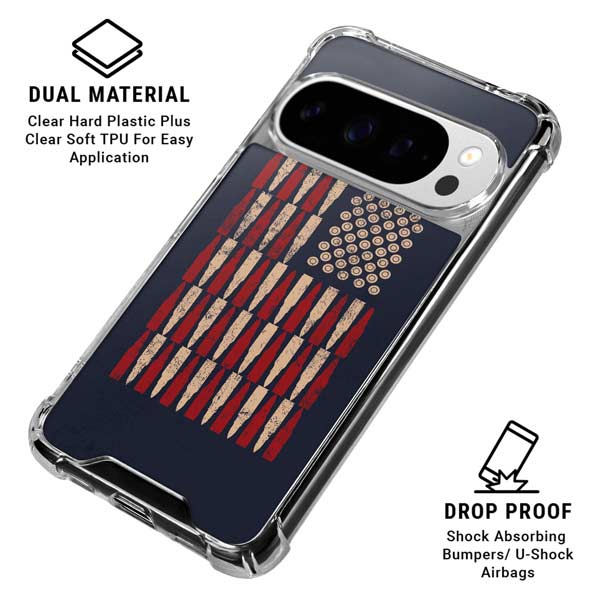 Blue Bullet American Flag Google Pixel 10 Pro XL Clear Case