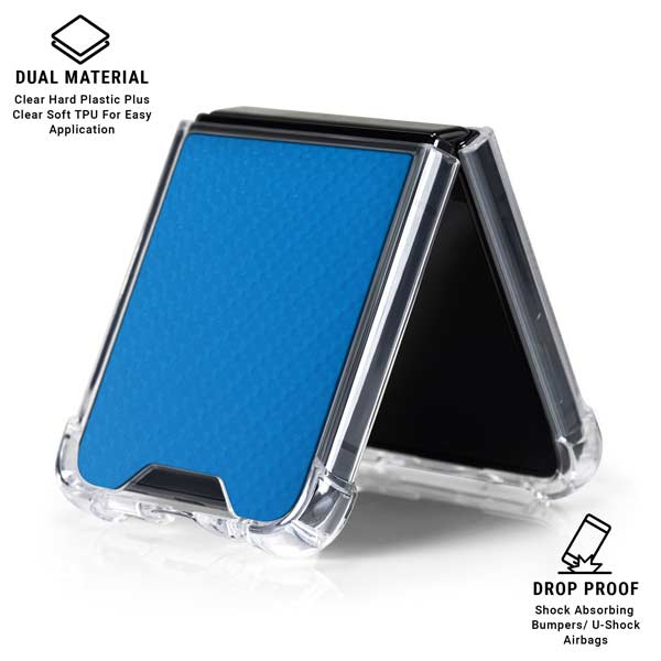 Blue Carbon Fiber Specialty Texture Material Galaxy Z Flip7 Clear Case