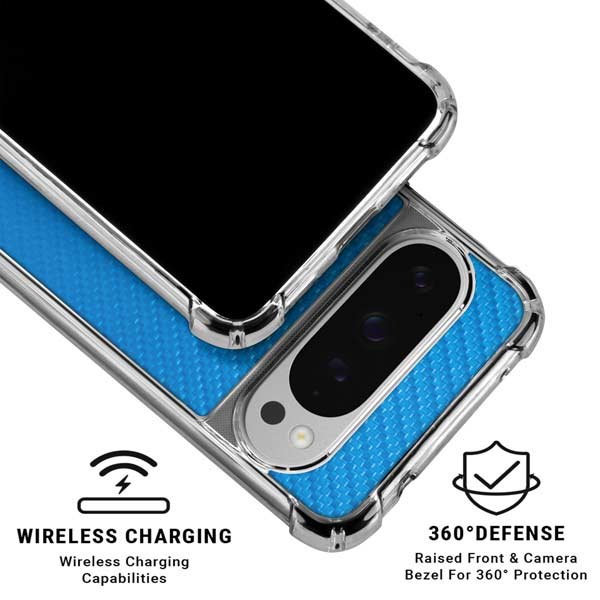 Blue Carbon Fiber Specialty Texture Material Google Pixel 10 Pro Clear Case