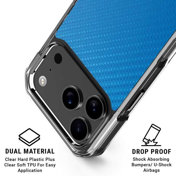 Blue Carbon Fiber Specialty Texture Material iPhone 17 Pro Clear Case