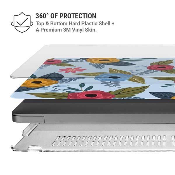 Blue Fall Flowers MacBook Pro 14in (2021-24) Case plus Skin