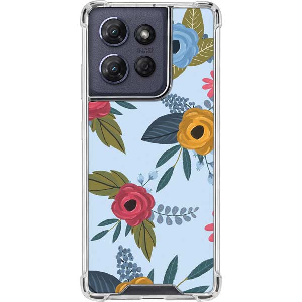 Blue Fall Flowers Moto G 5G (2025) Clear Case