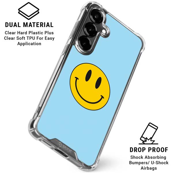 Blue Happy Face Galaxy S26 Clear Case