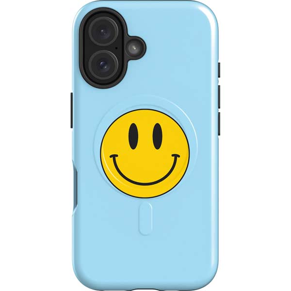 Blue Happy Face iPhone 16 Magsafe Impact Case