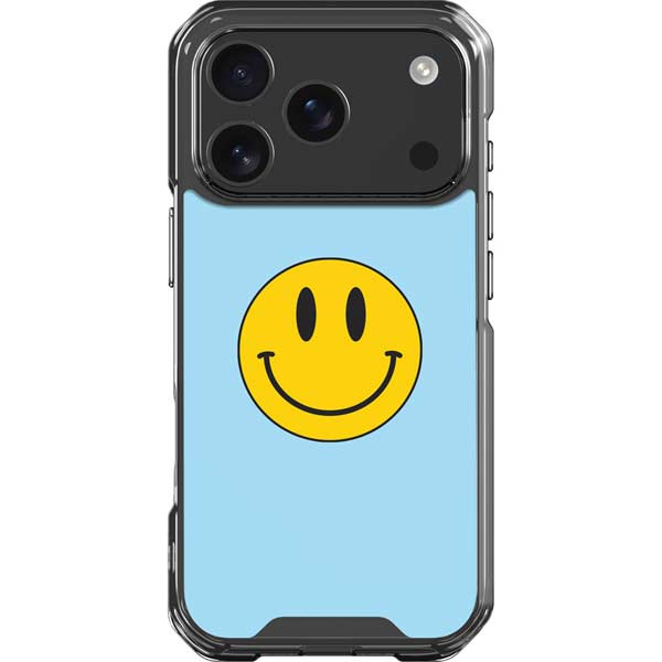 Blue Happy Face iPhone 17 Pro Clear Case