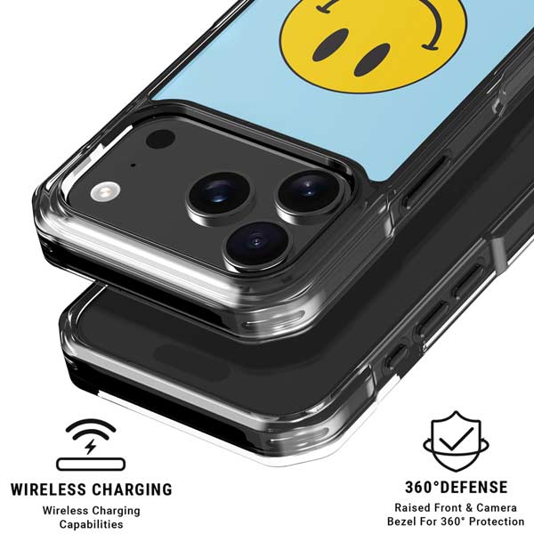 Blue Happy Face iPhone 17 Pro Clear Case