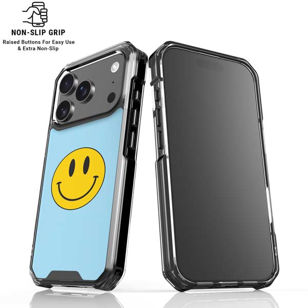 Blue Happy Face iPhone 17 Pro Clear Case