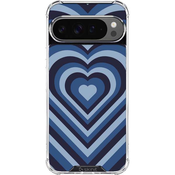 Blue Heart Pattern Google Pixel 10 Pro Clear Case