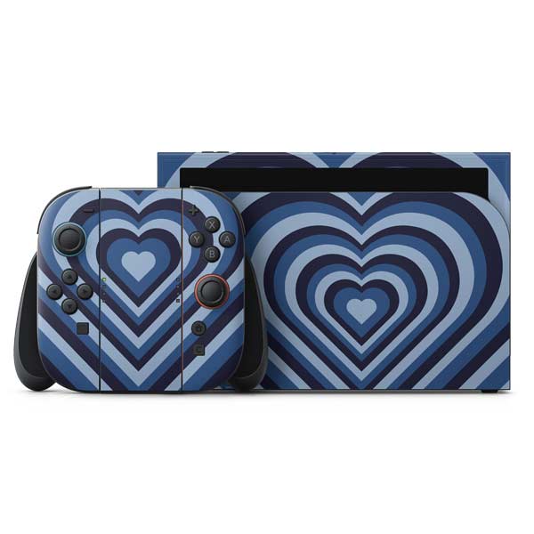 Blue Heart Pattern Nintendo Skins