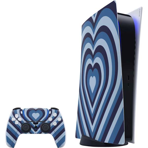 Blue Heart Pattern PlayStation PS5 Skins