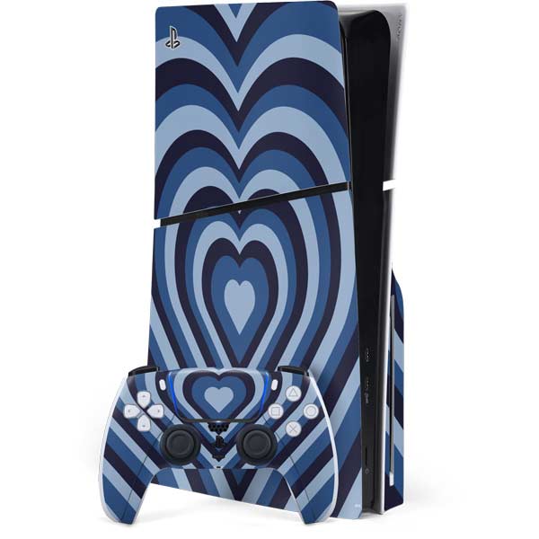 Blue Heart Pattern PlayStation PS5 Skins