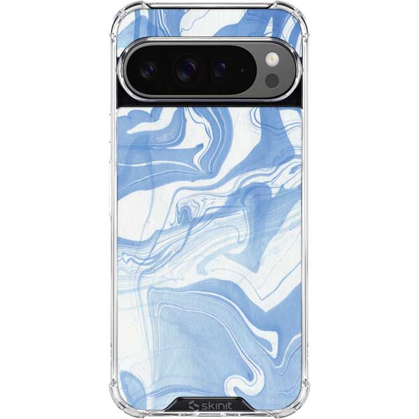 Blue Marbling Google Pixel 10 Pro XL Clear Case