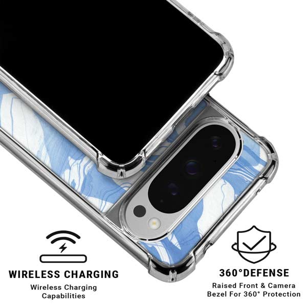 Blue Marbling Google Pixel 10 Pro XL Clear Case