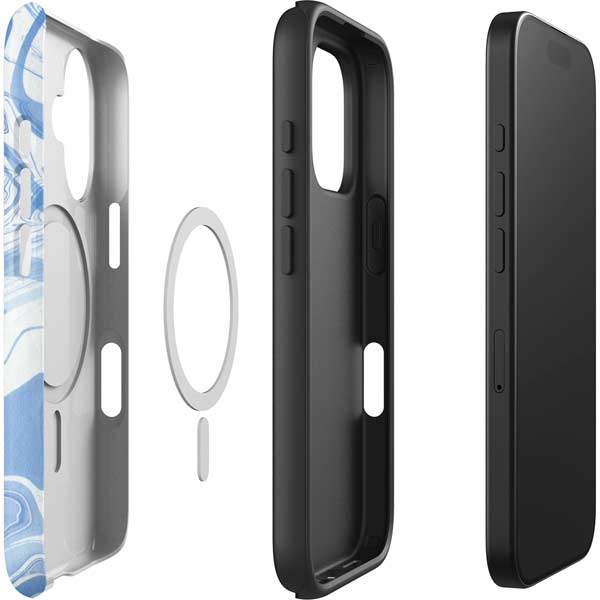Blue Marbling iPhone 16 Magsafe Impact Case