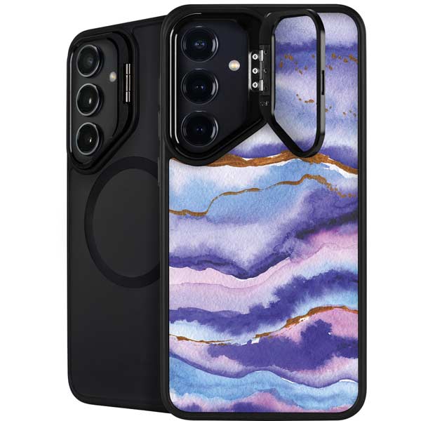 Blue Violet Watercolor Geode Galaxy S26 Kickstand Case