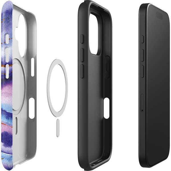 Blue Violet Watercolor Geode iPhone 16 Plus Magsafe Impact Case