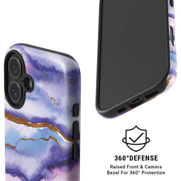 Blue Violet Watercolor Geode iPhone 16 Plus Magsafe Impact Case