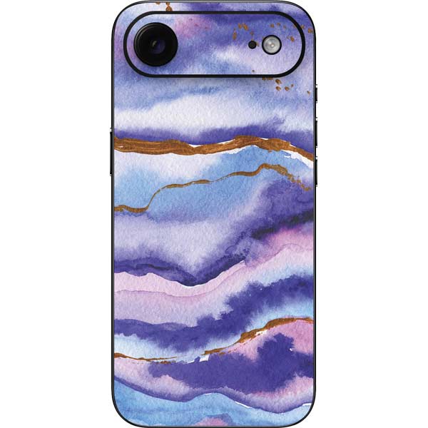 Blue Violet Watercolor Geode iPhone 17 Air Skin