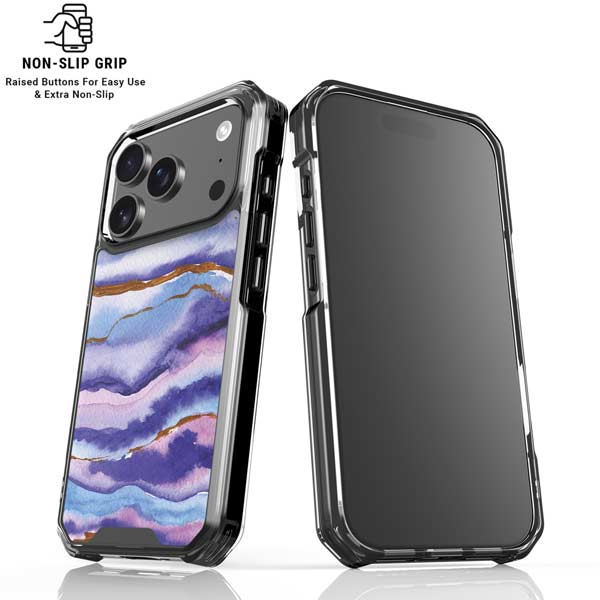 Blue Violet Watercolor Geode iPhone 17 Pro Clear Case
