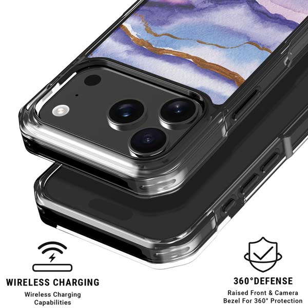 Blue Violet Watercolor Geode iPhone 17 Pro Max MagSafe Case