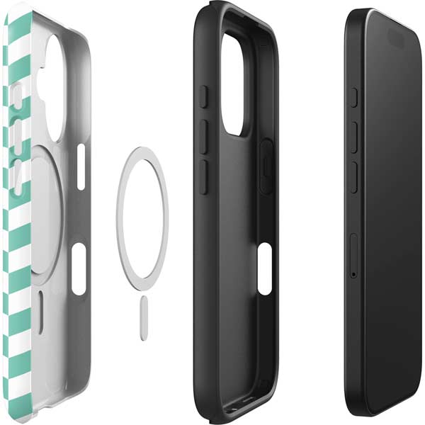 Blue White Chevron iPhone 16 Magsafe Impact Case