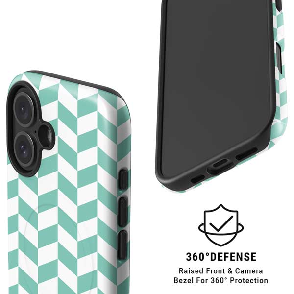 Blue White Chevron iPhone 16 Magsafe Impact Case