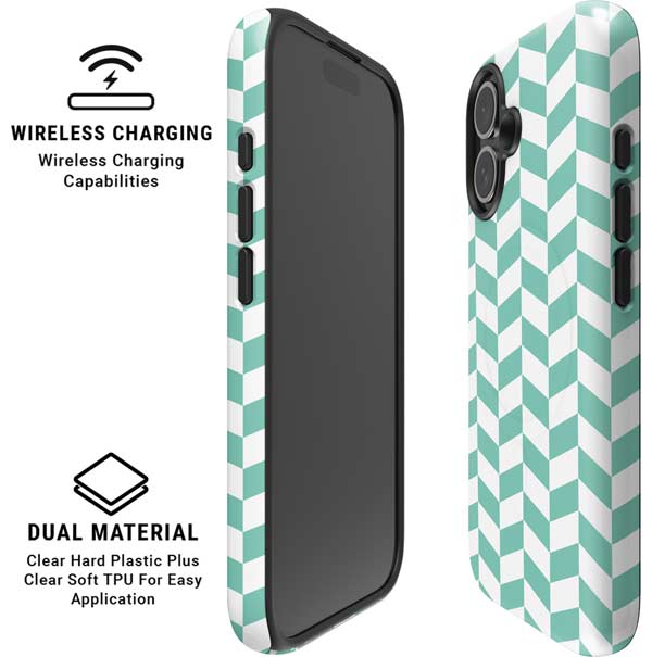 Blue White Chevron iPhone 16 Magsafe Impact Case