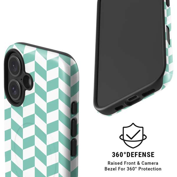 Blue White Chevron iPhone 16 Plus Magsafe Impact Case
