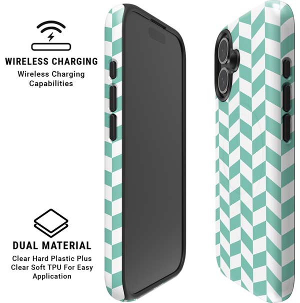 Blue White Chevron iPhone 16 Plus Magsafe Impact Case